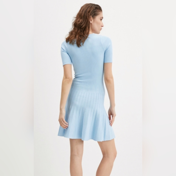 NWT GUESS SMART Collection Ribbed Knit Light Blue Dress Size Small - Picture 3 of 12